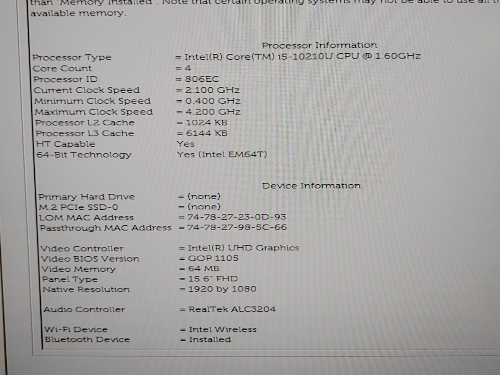 Dell Precision 3550 15.6″ i5-10210U **NO RAM/NO SSD/NO BATT/NO AC* ***READ***