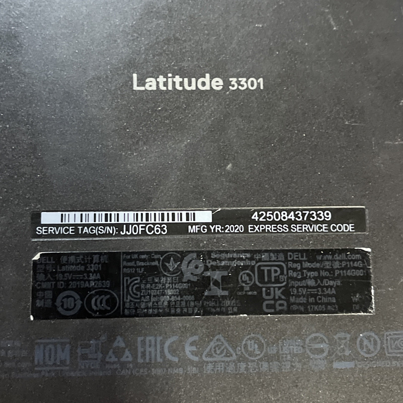 DELL LATITUDE 3301 INTEL CORE I5-8365U 16GB RAM NO HD