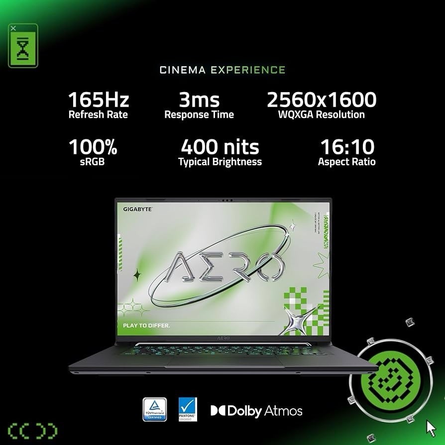 Gigabyte Aero X16 16″ WQXGA AMD Ryzen Al 7 350 16GB 1TB SSD RTX 5070 W11H Laptop