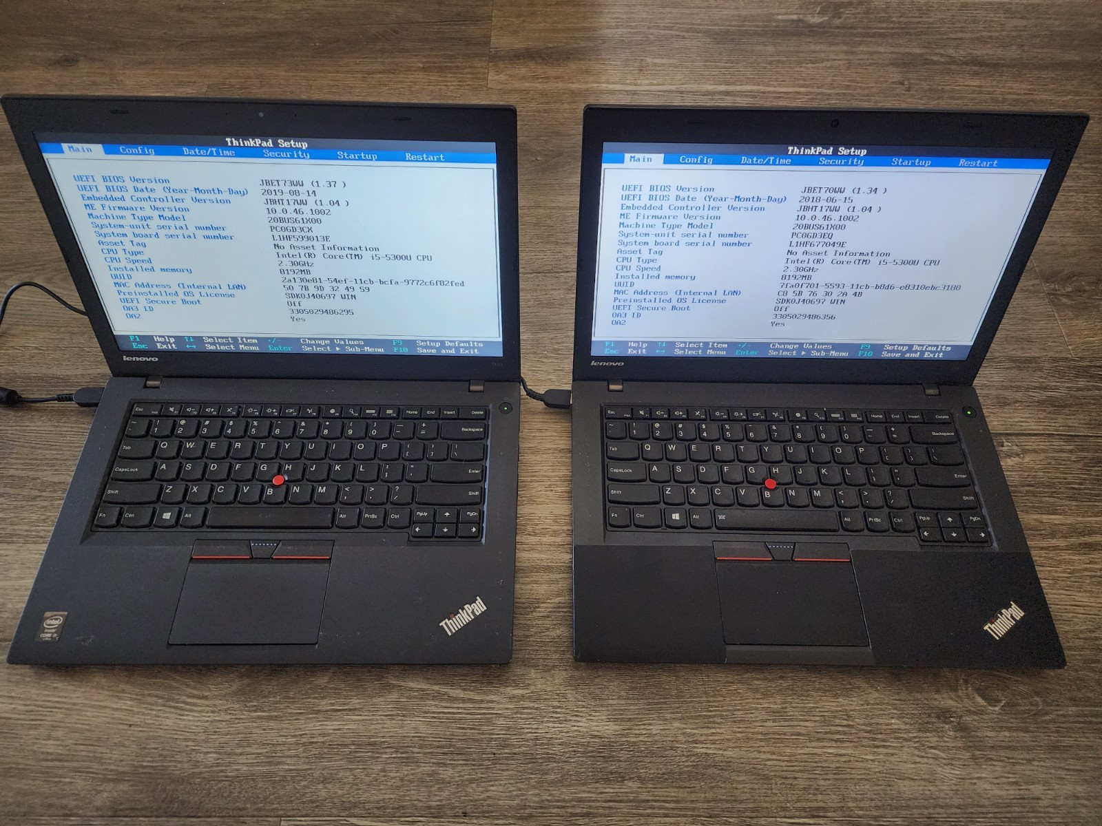LOT LENOVO ThinkPad T450 LAPTOP/NOTEBOOK PC INTEL i5-5300U CPU 8GB + AC ADAPTER