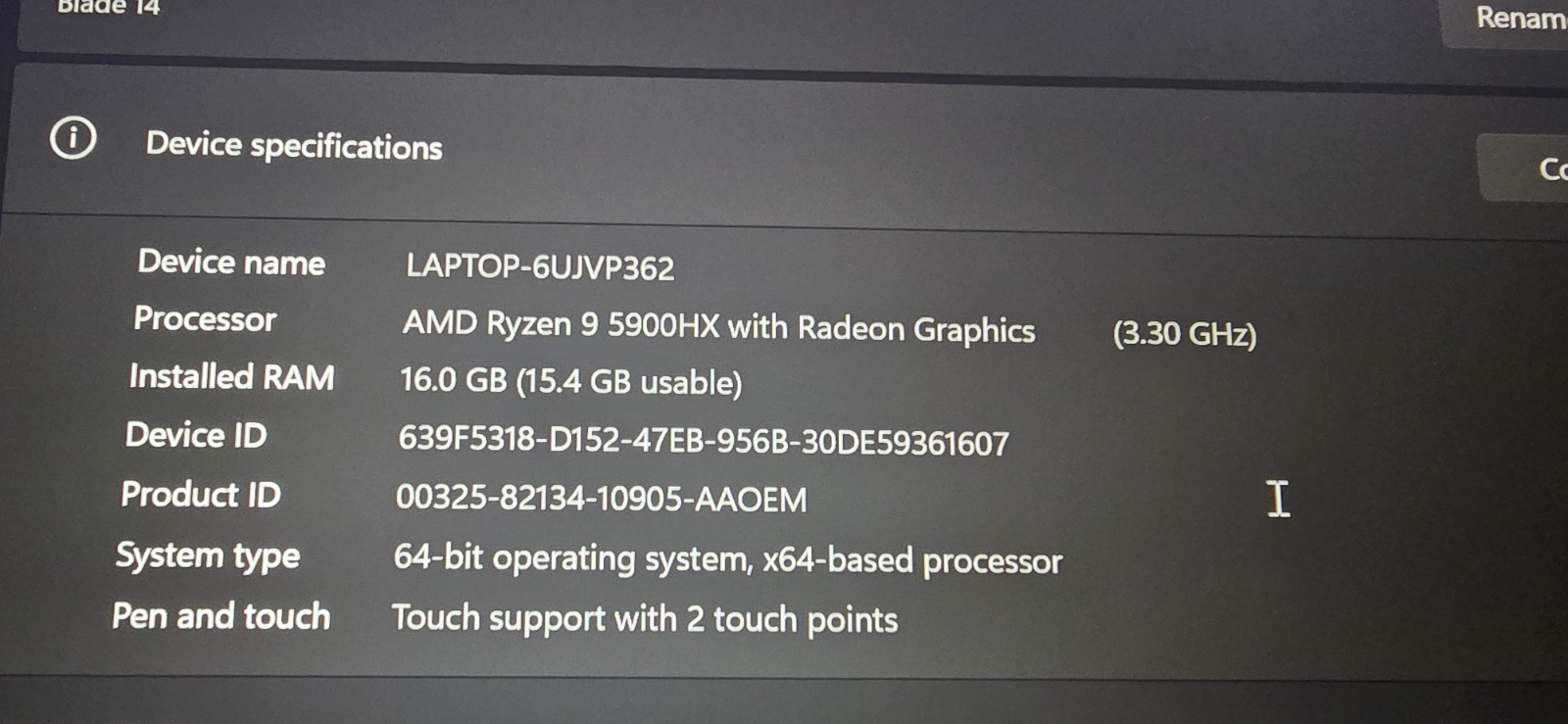 Razer Blade 14 Gaming Laptop AMD Ryzen 9 RTX 3070 16GB 954GB SSD 14″ Win11