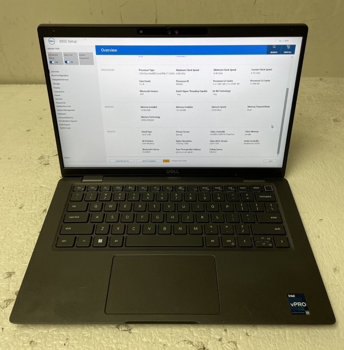 Dell Latitude 7430 13.3″ Intel i7-1265U @4.15GHz 16GB RAM NO SSD For Parts