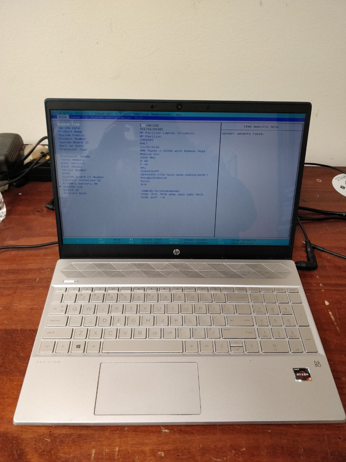 HP Pavilion 15z-CW000 AMD RYZEN 3 2200U@2.50GHz 8GB RAM NO DRIVE PARTS 8938