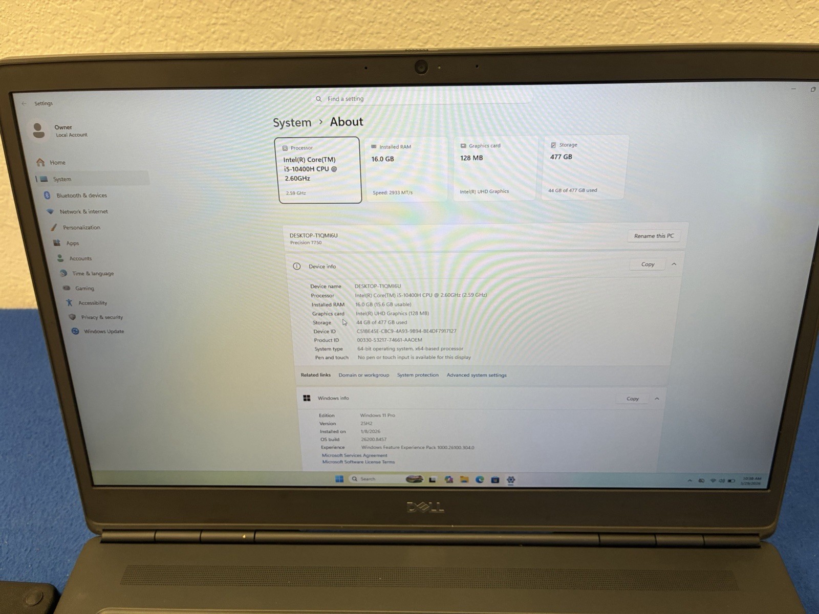 Dell Precision 7750, 17.3″, 10th Gen i5, 16GB RAM, 512GB SSD, Intel GPU, Win 11