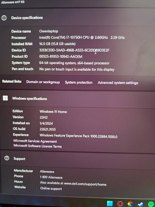 alienware m17 r3 gaming laptop – gray w/backlit keyboard – one owner