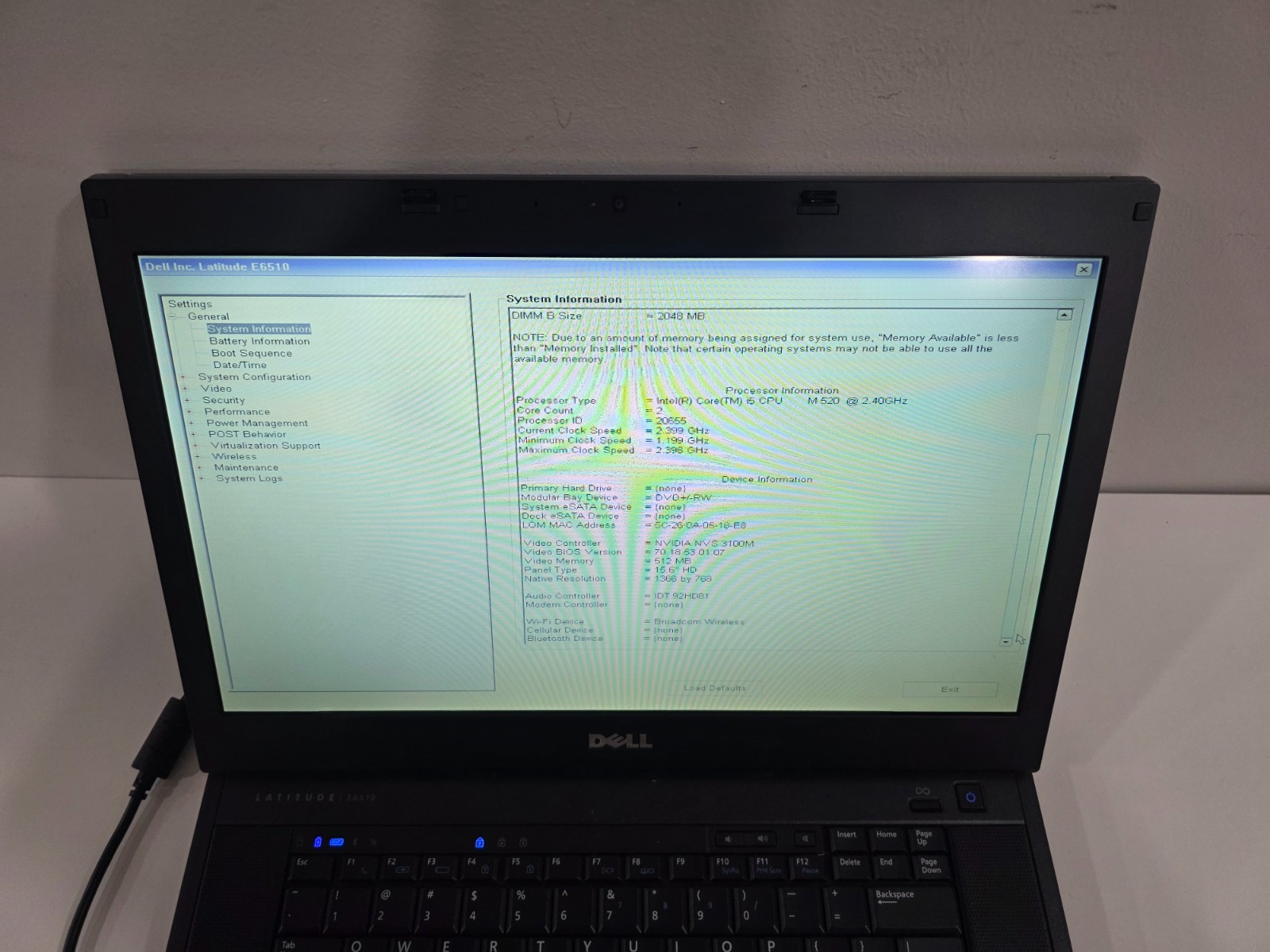 Dell Latitude E6510 Intel Core i5 CPU M 520 4GB Webcam