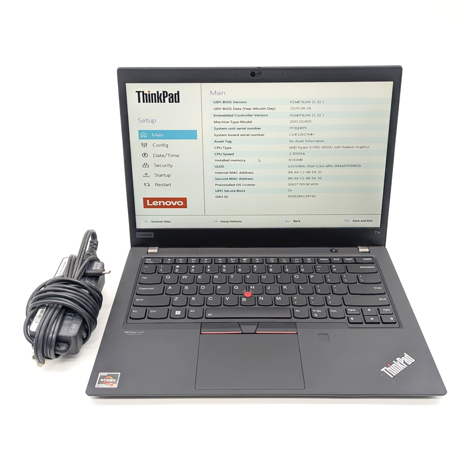 Lenovo ThinkPad T14 Gen 2 – 14″ AMD Ryzen 5 Pro 5650U 8GB RAM 256GB SSD No OS