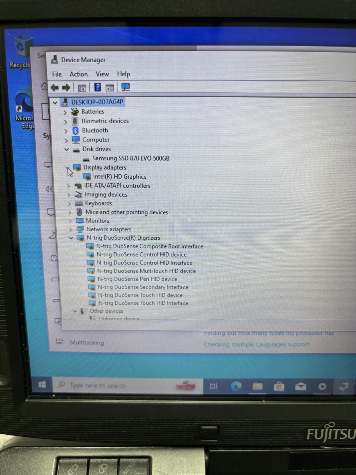 Fujitsu T 580 Core i5 – 1.33 GHz 3GB Ram Windows 10 – 512 SSD 10” Touch