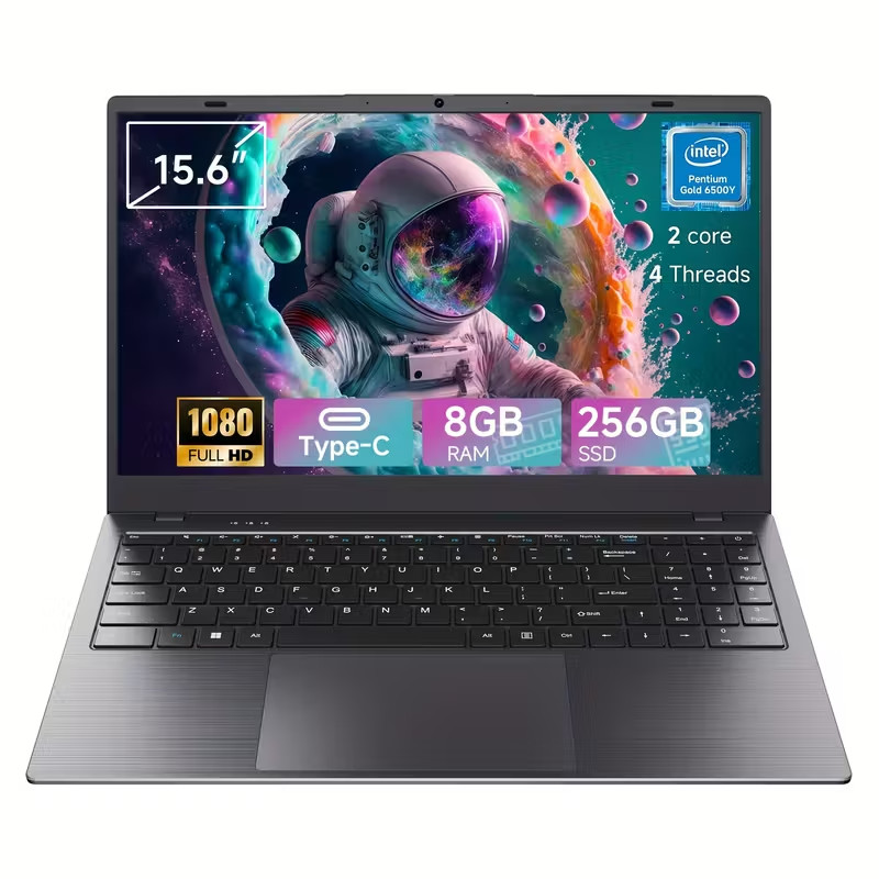 15.6″ Ultra-Thin Lightweight Laptop – Intel Pentium Gold 6500Y, 8 GB RAM, 256 GB