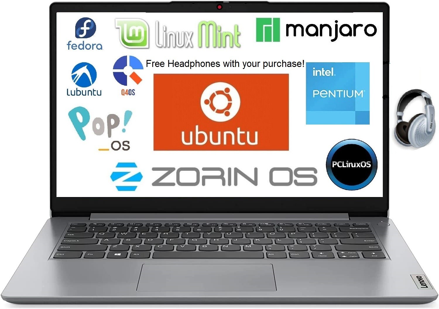 Lenovo Ideapad 1i, 14″ Intel Pentium 4GB 128GB Ubuntu/Linux+2nd OS Office*