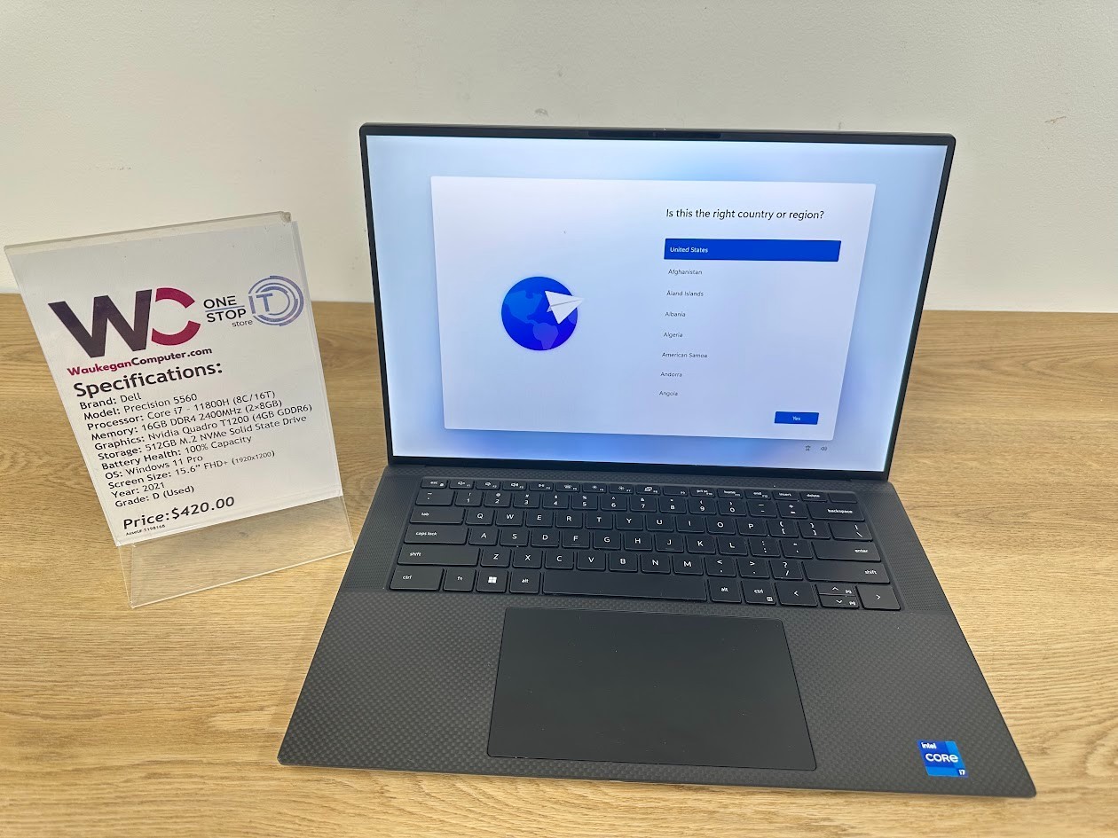 Dell Precision 5560 Core i7 11800H 32GB DDR4, Nvidia Quadro T1200 512GB SSD 2021