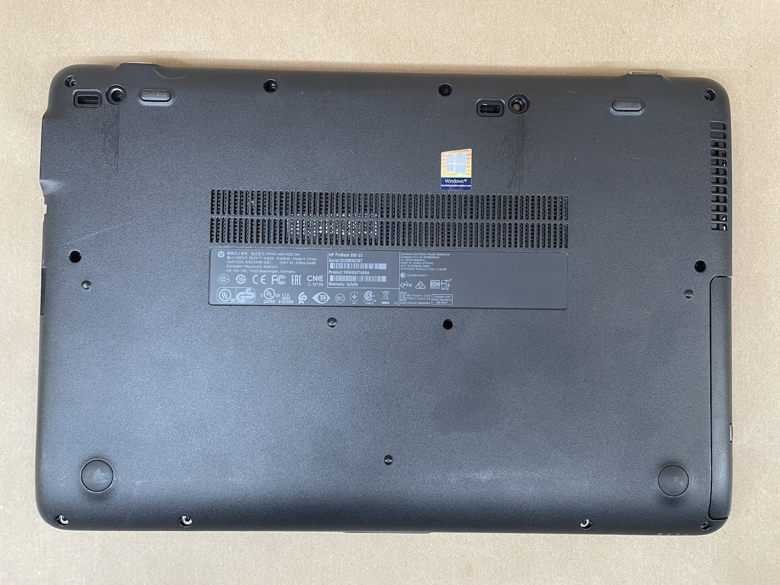 HP ProBook 650 G3 15.6″ i7-7820HQ@2.90GHz No RAM No HDD No OS *READ*