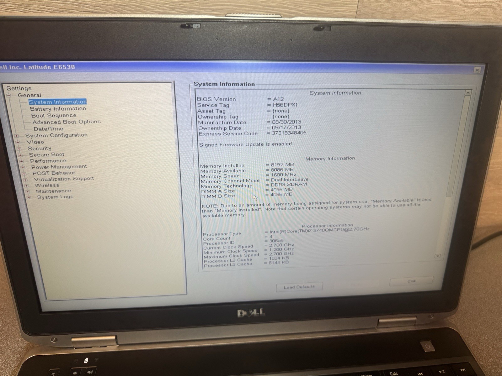 Dell Latitude E6530 15.6″ HD+ 2.70GHz i7-3740 8GB RAM 500 GB HDD No OS