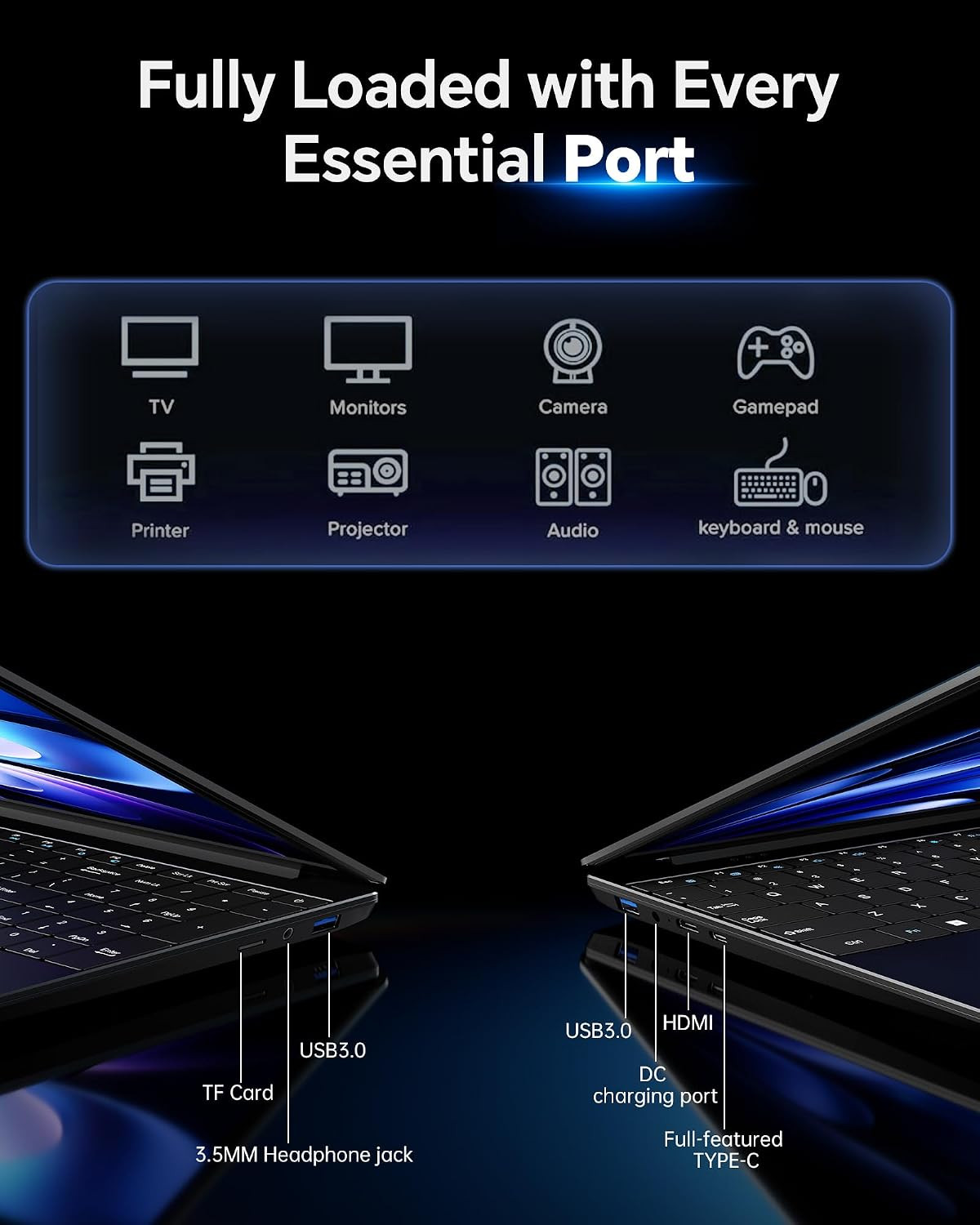 15.6 Inch Laptop with AI, Office 365, 12GB RAM 256GB SSD, Quad-Core Processor, W
