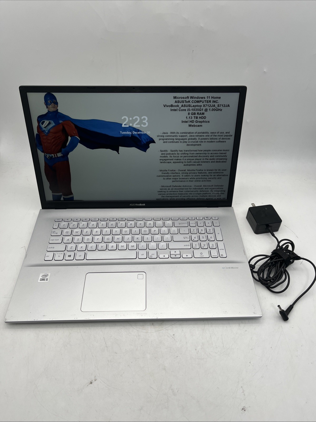 Asus Vivobook 17 S712J Core i5-1035G1 1.0GHz 8GB RAM 1.13TB HDD