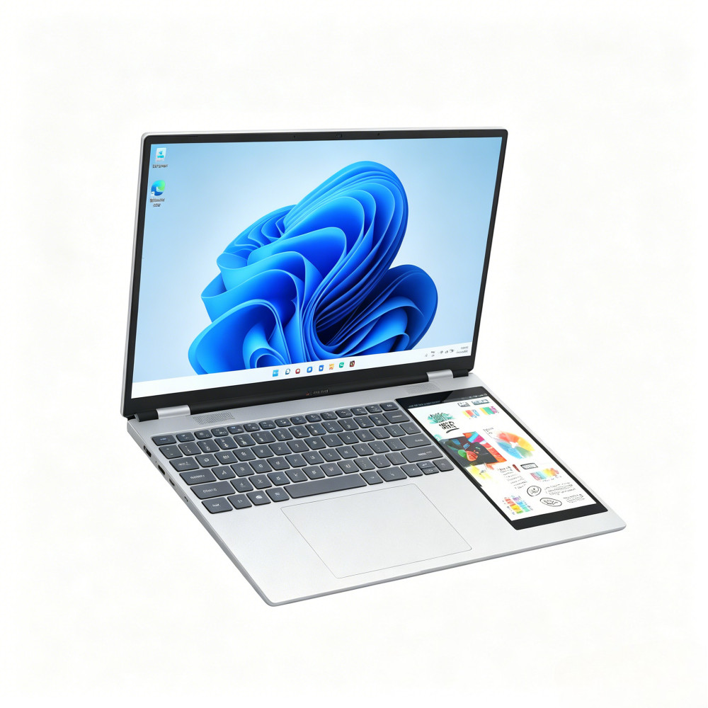 15.6″+7″ Dual Touch Laptop Intel N150 16GB DDR4 RGB Face ID Windows Notebook