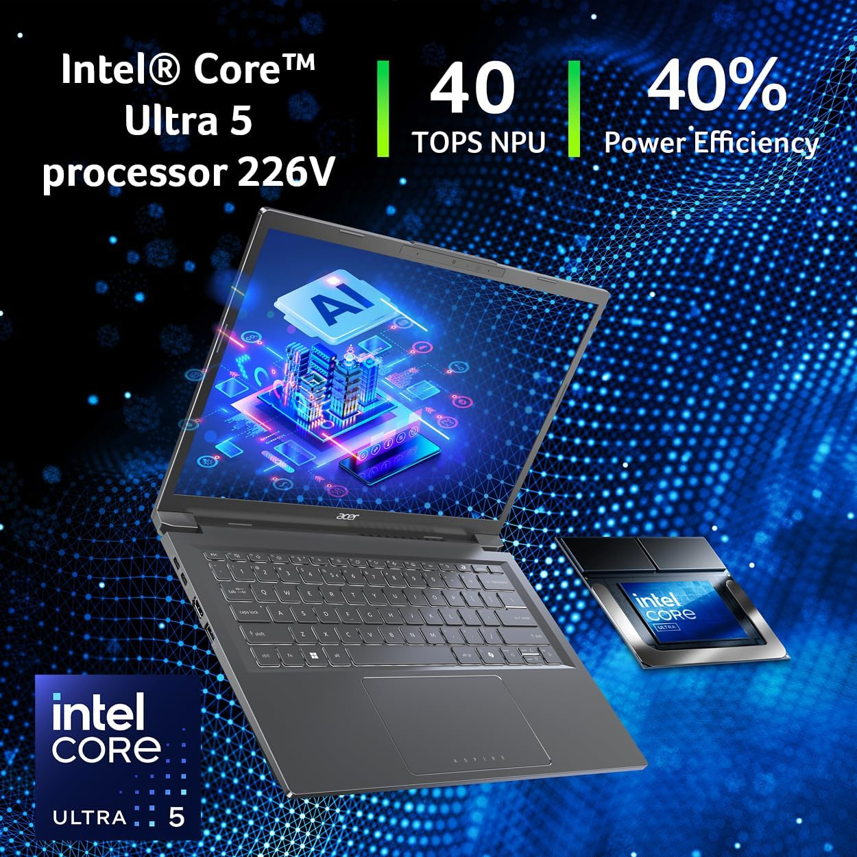 Aspire 14 AI Copilot+ PC | 14″ WUXGA Display | Intel Core Ultra 5 Processor 226V
