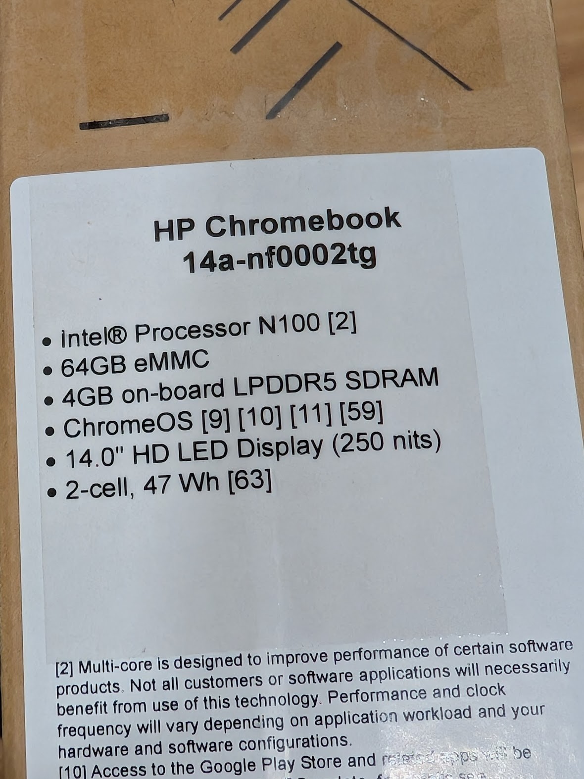 HP Chromebook 14a-nf0002tg 14″ Intel N100 4GB 64GB eMMC Glacier Silver ChromeOS