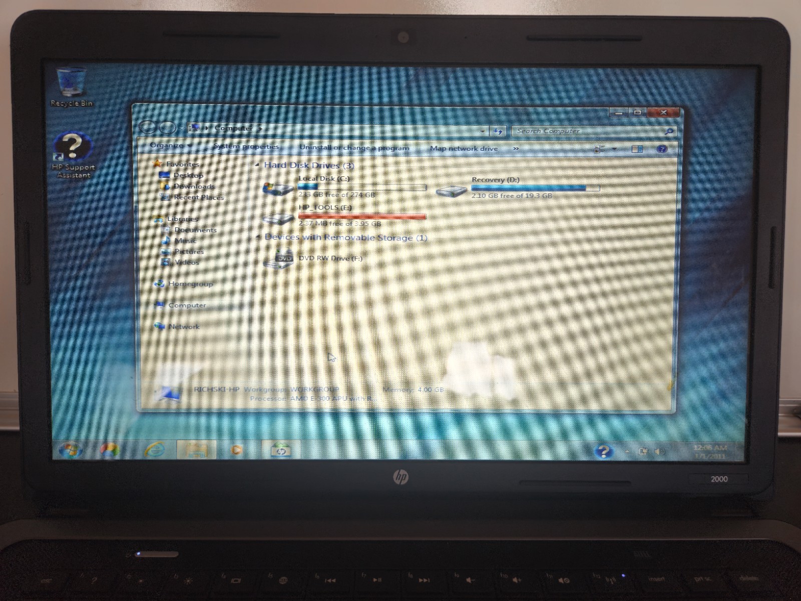hp 2000 notebook pc | Gray In Color. Holds Charger Good.