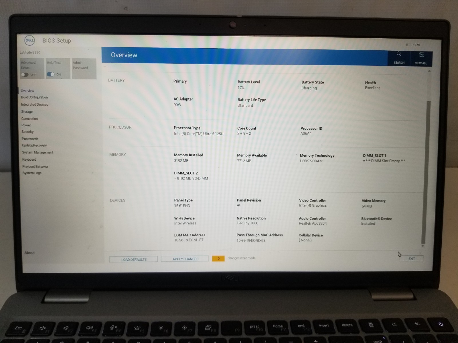Dell Latitude 5550 / Intel Core Ultra 5 125U / 8GB RAM / No SSD / FREE DELIVERY