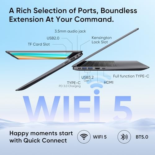 Laptop, 12GB LPDDR5 RAM 1TB SSD, Quad-Core N95 Processor Up to 3.4GHz, Gray