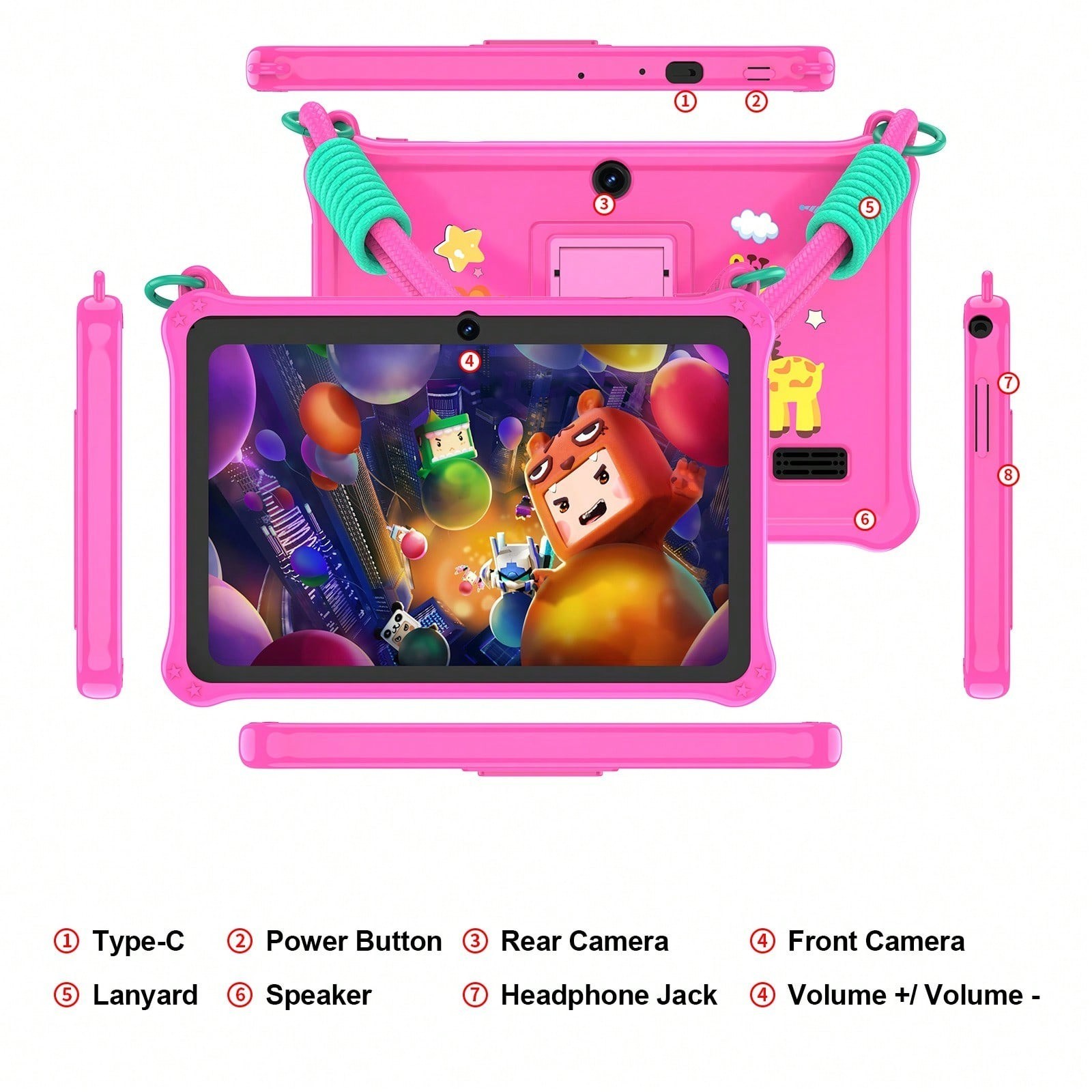 7 Inch Kids Tablet Android 13 2GB RAM 32GB ROM With Parental Control And Case