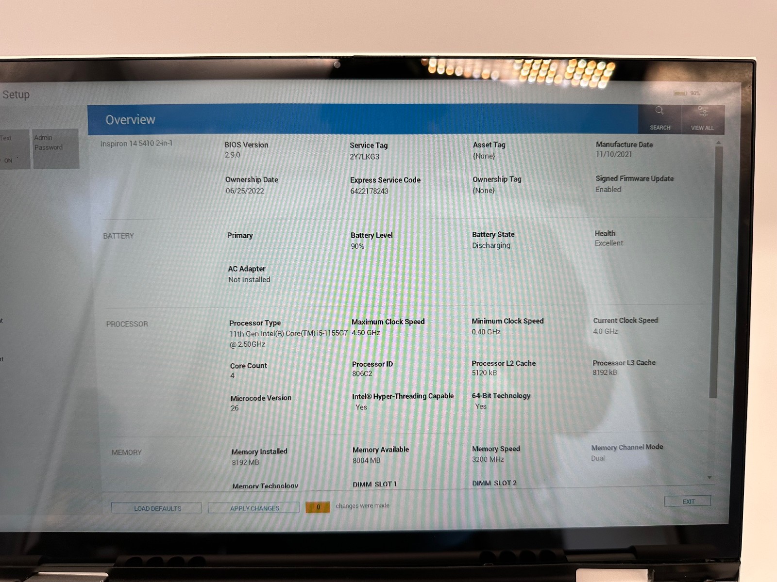 DELL INSPIRON Touch 14 2 IN 1 INTEL CORE i5 11th Gen 8GB RAM NO SSD – READ Desc!