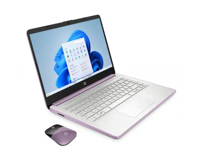 HP 14 Touchscreen Laptop Intel N150 4GB RAM 128GB SSD Winter Lavender + HP Mouse
