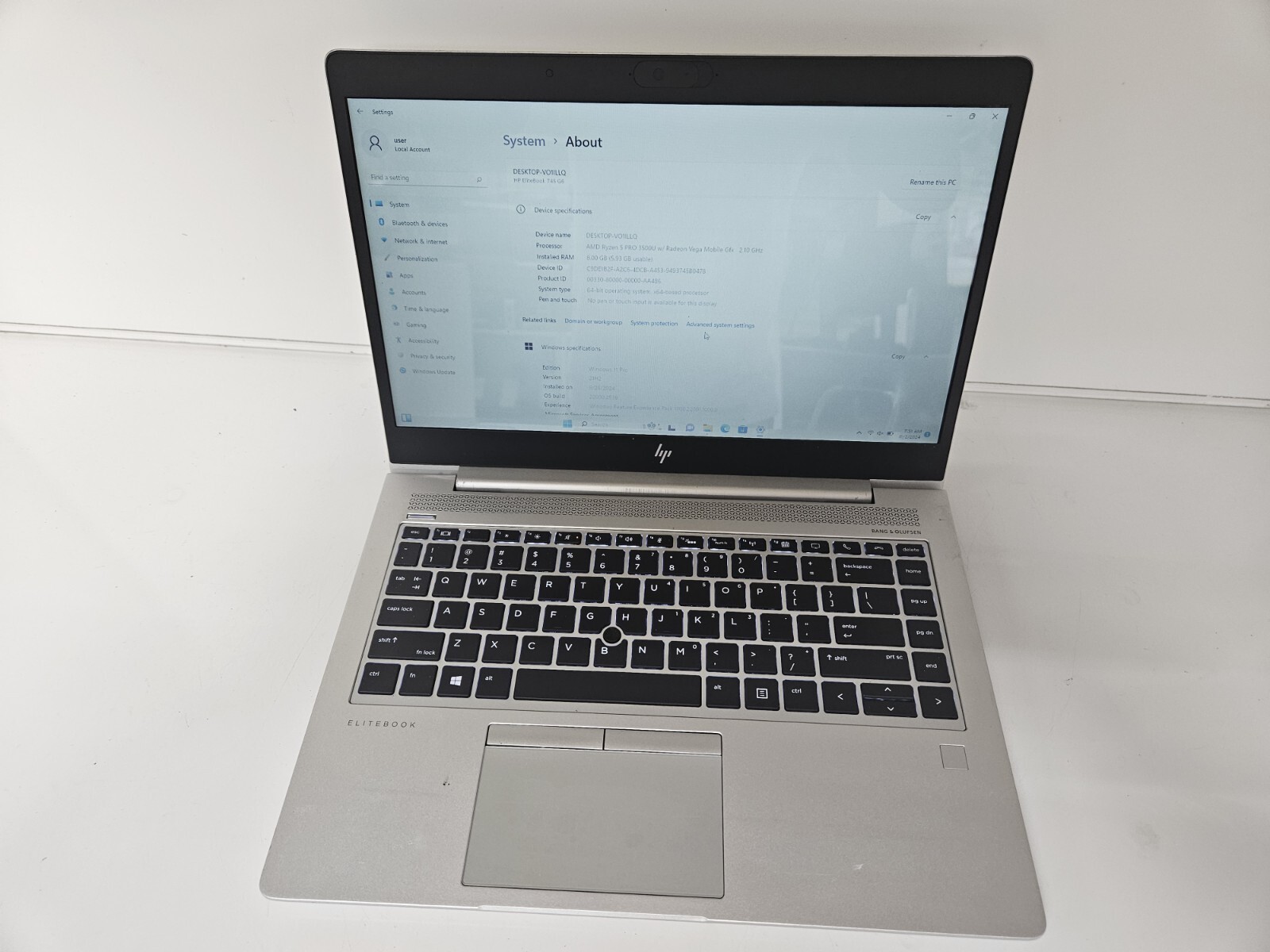 HP ELITEBOOK 745 G5 Laptop w/ AMD Ryzen 5 Pro 2500u 2.10 GHZ