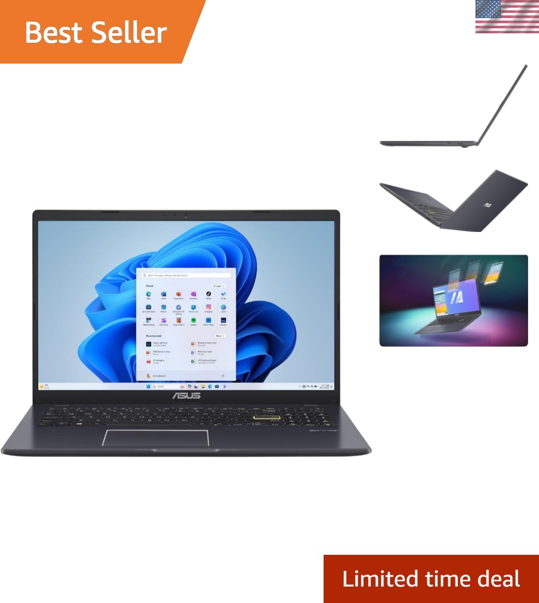 Portable 15.6” FHD Laptop, Intel N4500, 4GB RAM, 128GB SSD – All-day Performance