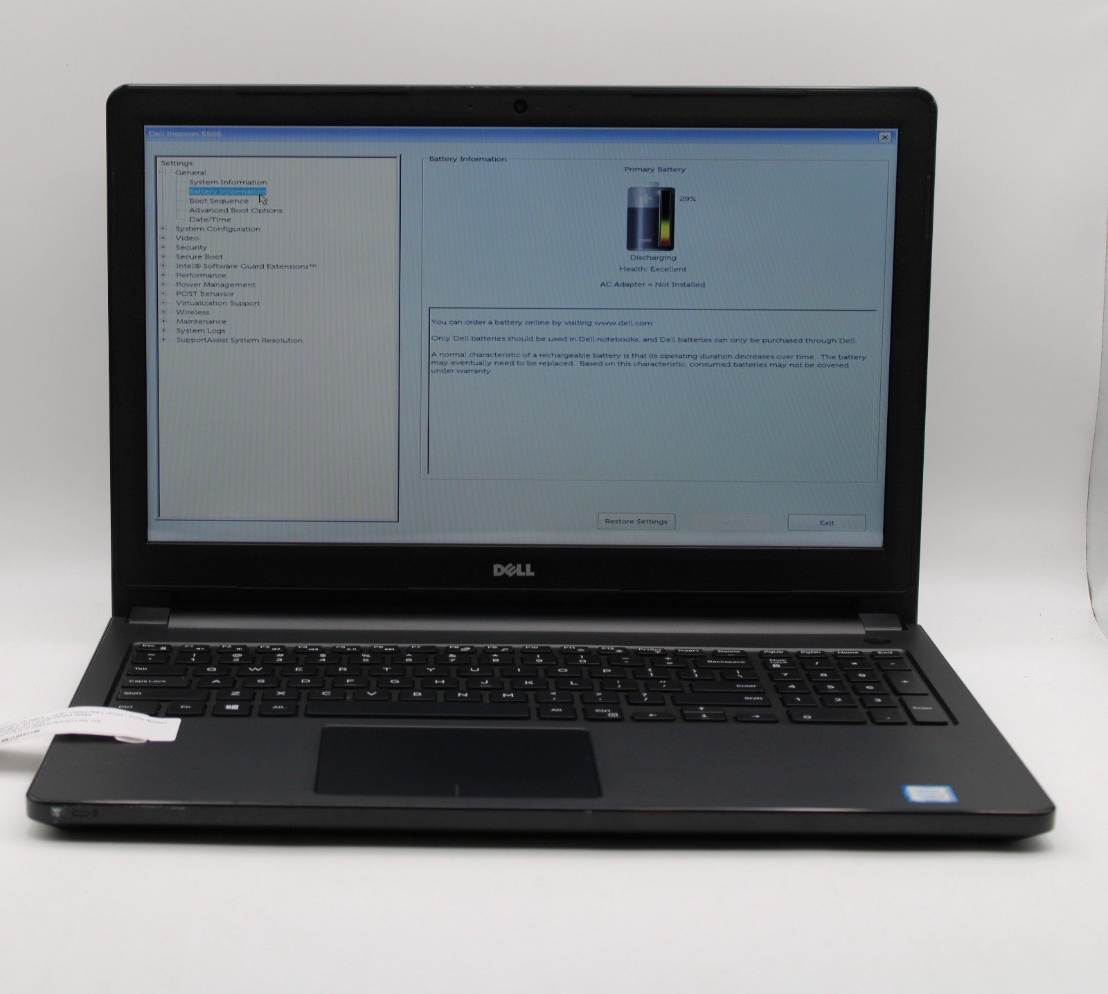 Dell Inspiron 5566 Touch i3-7100U @ 2.4 GHz 6GB RAM 240GB SSD No OS