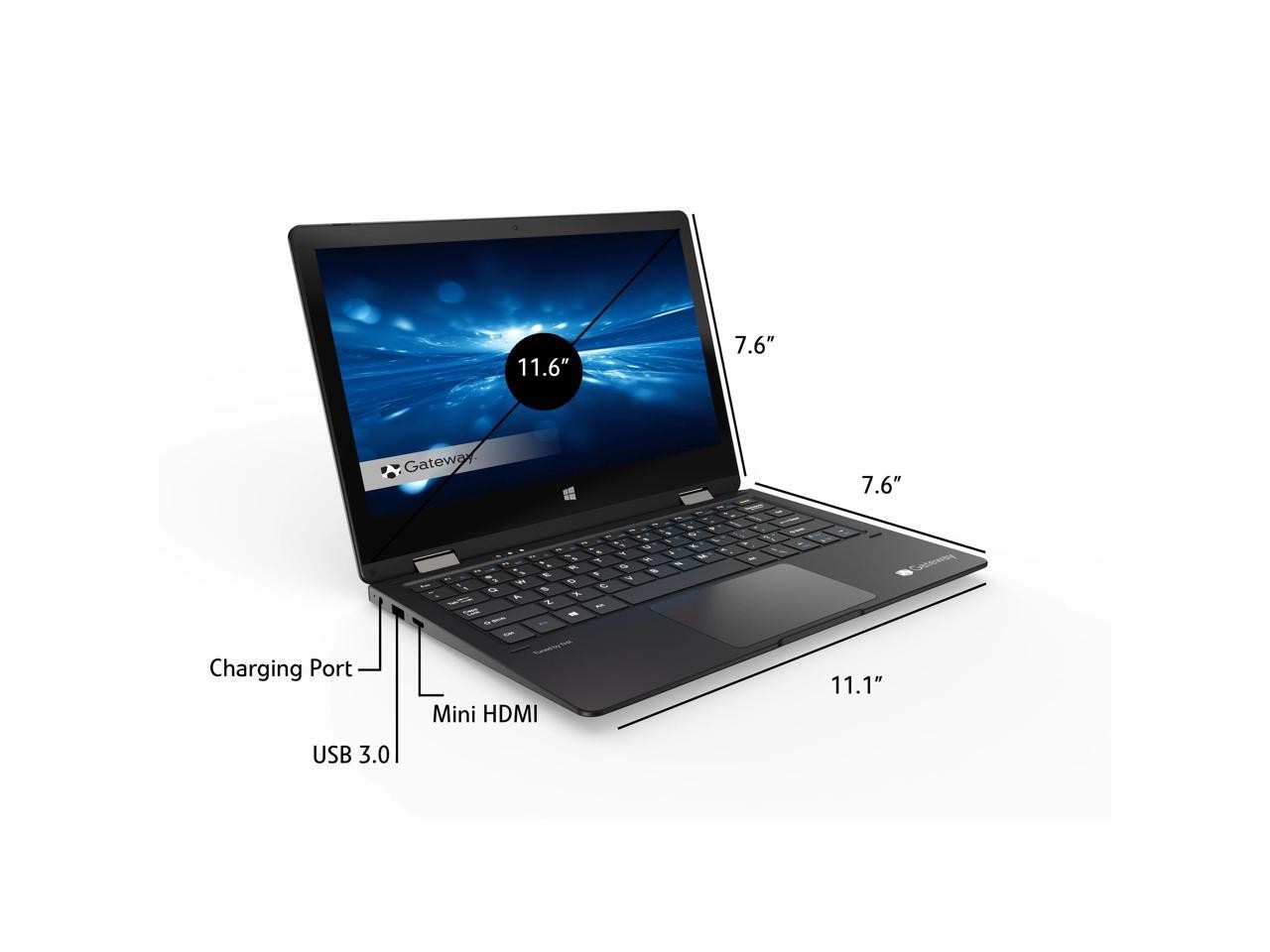 Gateway 2-in-1 Laptop Intel Celeron N4020 4GB RAM 64GB SSD 11.6″ HD Touch W10H