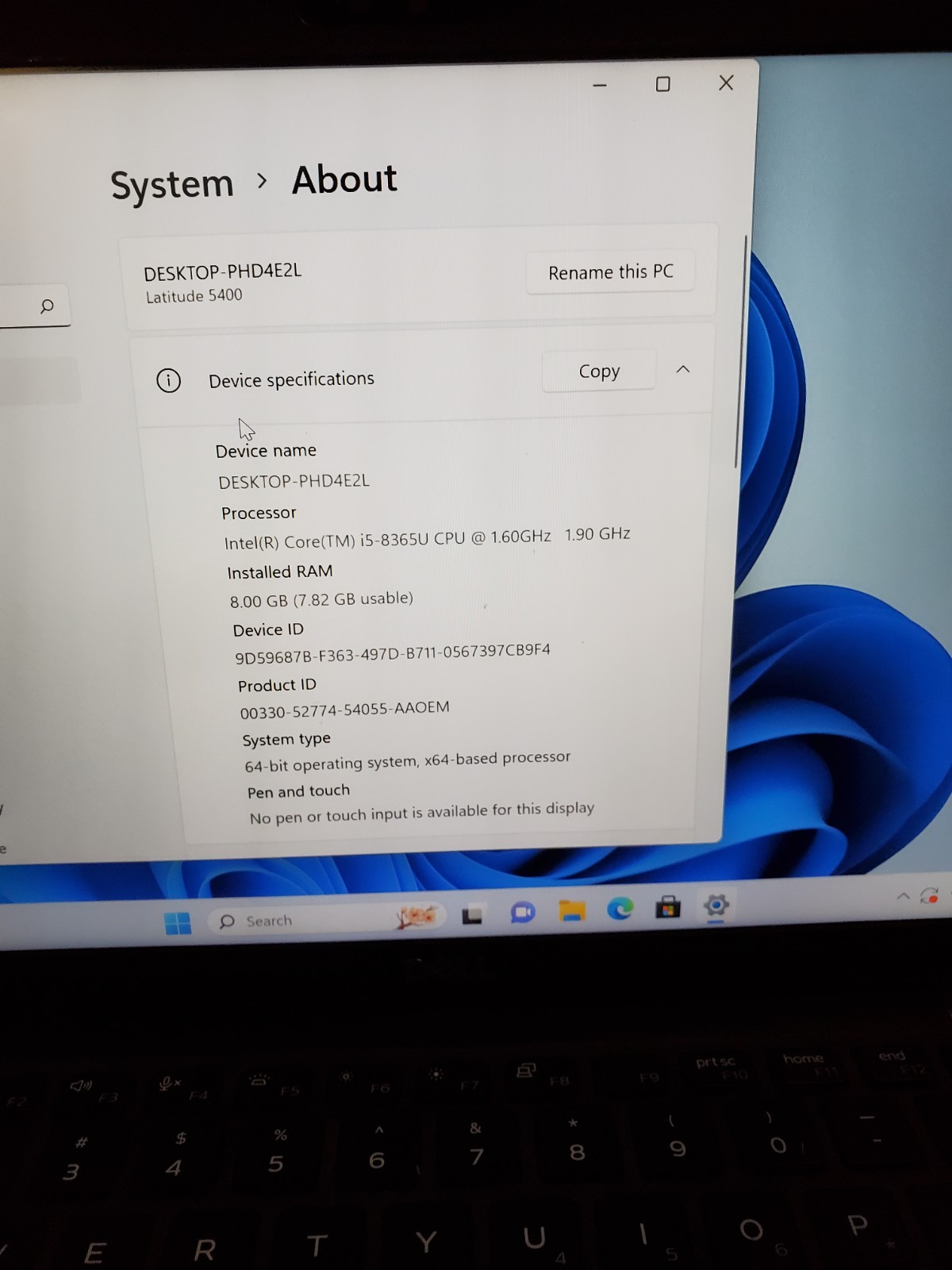 Dell Latitude 5400 14″ Laptop i5-8365U 1.6GHz 8GB RAM 128GB SSD Win11 #69