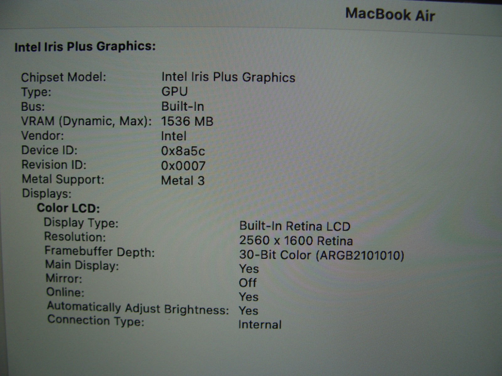 Apple MacBook Air 13″ A2179 (2020) i3-1000NG4 1.1GHz 8GB 256GB SSD Gold +PA
