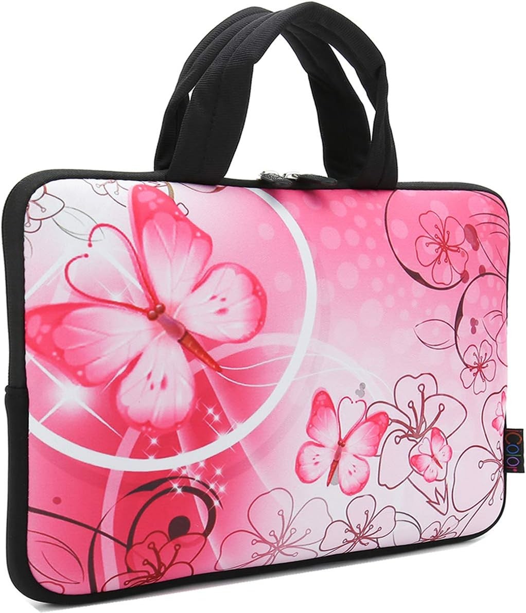 Neoprene Tablet Sleeve Cover with Handle for 9.7 to 10.2 Inch Apple iPads – Pink