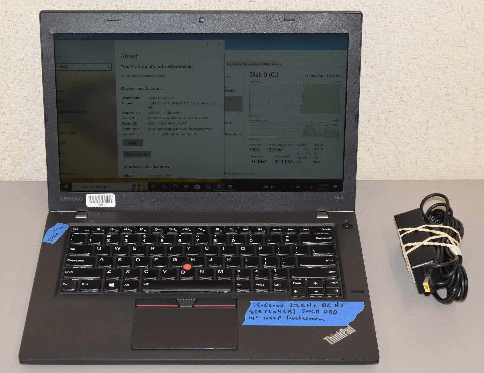 HEAVY WEAR Lenovo Thinkpad T460 14″ Touchscreen i5-6200U 2.3GHz 8GB 500GB HDD