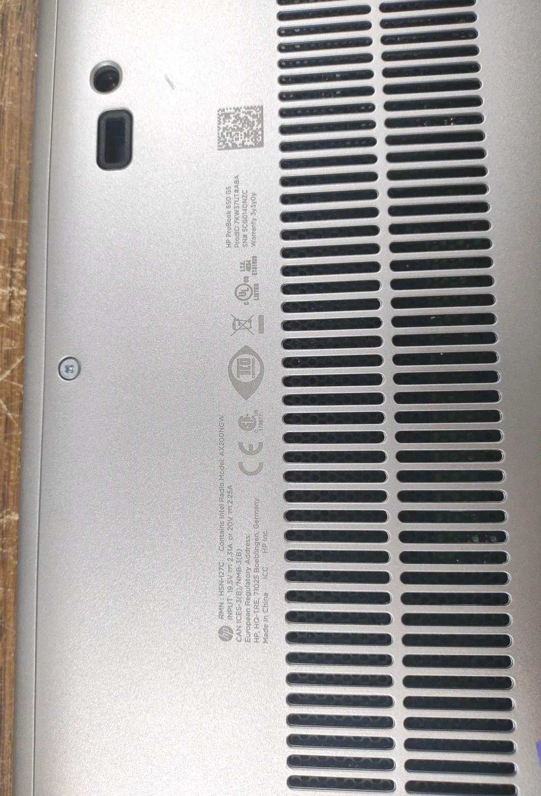 HP ProBook 650 G5 Laptop W/ i5-8365U, 8GB RAM, DVD. NO HDD Or Cords.