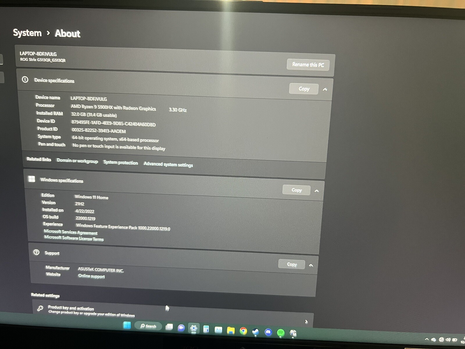 ASUS ROG Strix G15 G513QR-AS98 15.6″ Laptop AMD Ryzen R9-5900HX 1TB RTX 3070