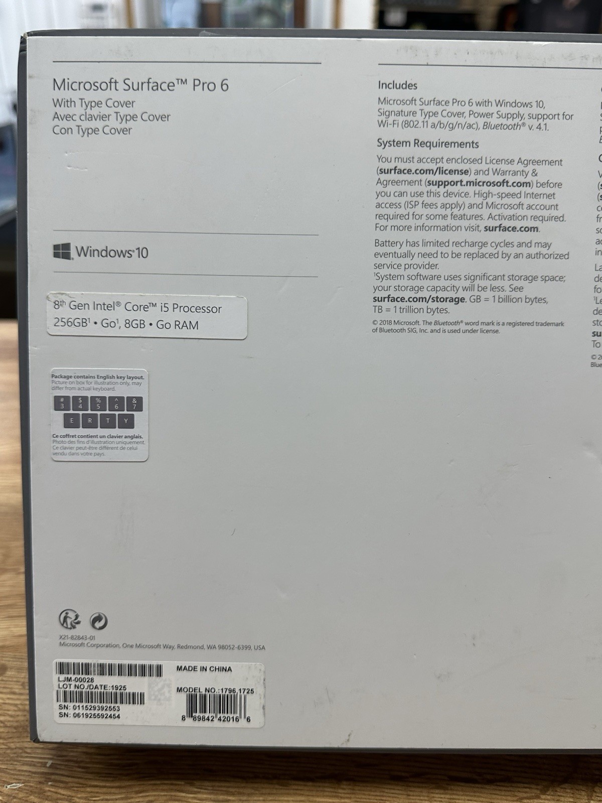 Microsoft Surface Pro 6 12.3″ 256GB SSD, Intel Core I5 8th Gen., 3.4GHz, 8GB RAM