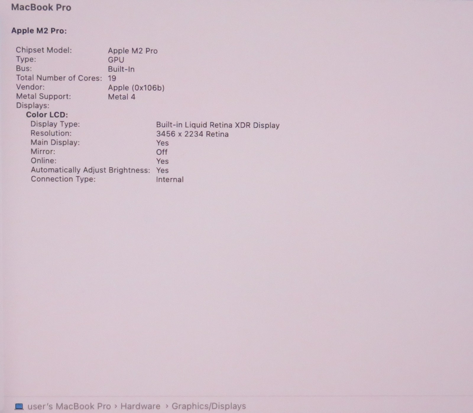 Apple Macbook Pro 2023 16in Retina M2 Pro 16GB RAM 512GB Tahoe A2780