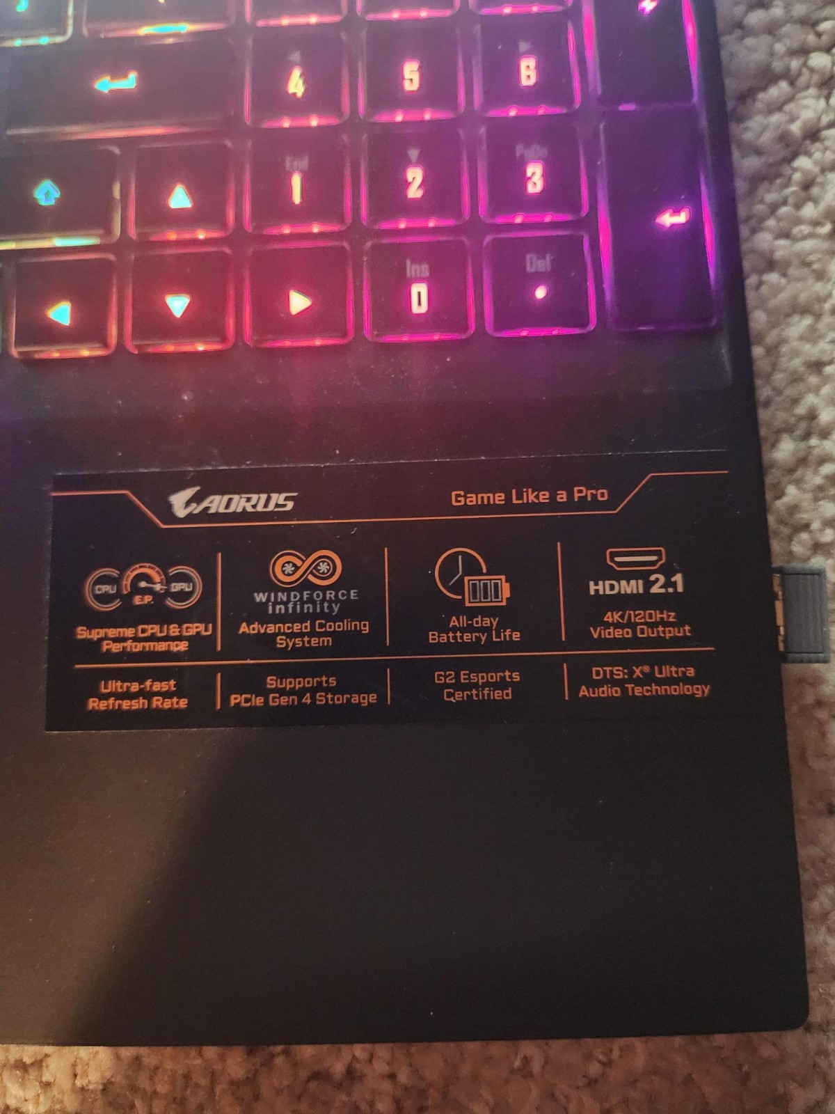 AORUS Gaming Laptop i7-11800H 8GB Graphics card 16GB RAM 954GB Storage