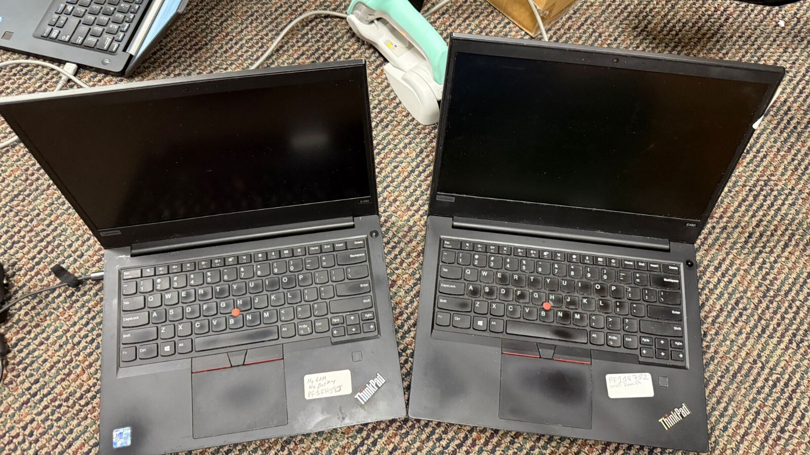 Lot of 2 Mixed Lenovo thinkpad E480 & E490 8GB RAM 256GB SSD NO OS Not turnin on