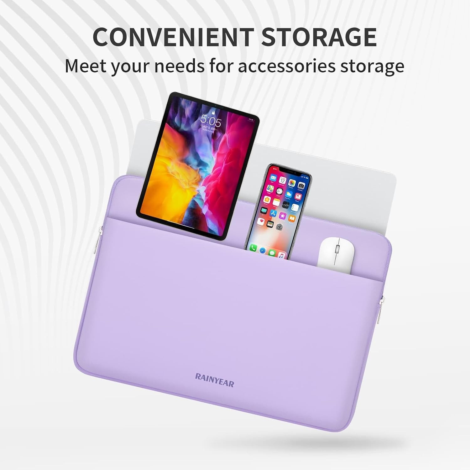 Laptop Sleeve Case 13.3 Inch, Protective Portable Case with Front Pocket, Purple