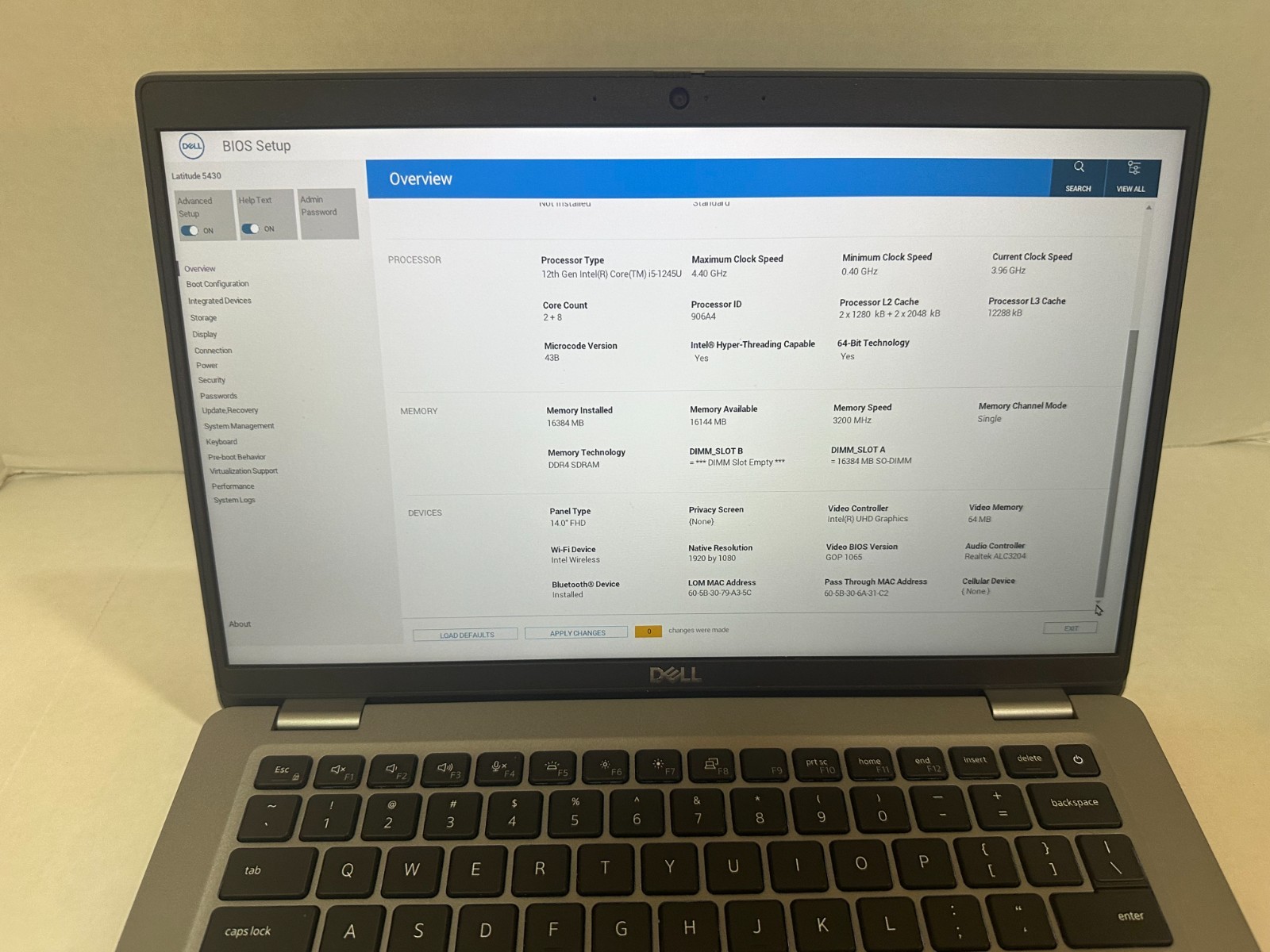 Dell Latitude 5430 14″ FHD i5-1245U 16GB RAM 256GB SSD Win 11 Pro Webcam Backlit