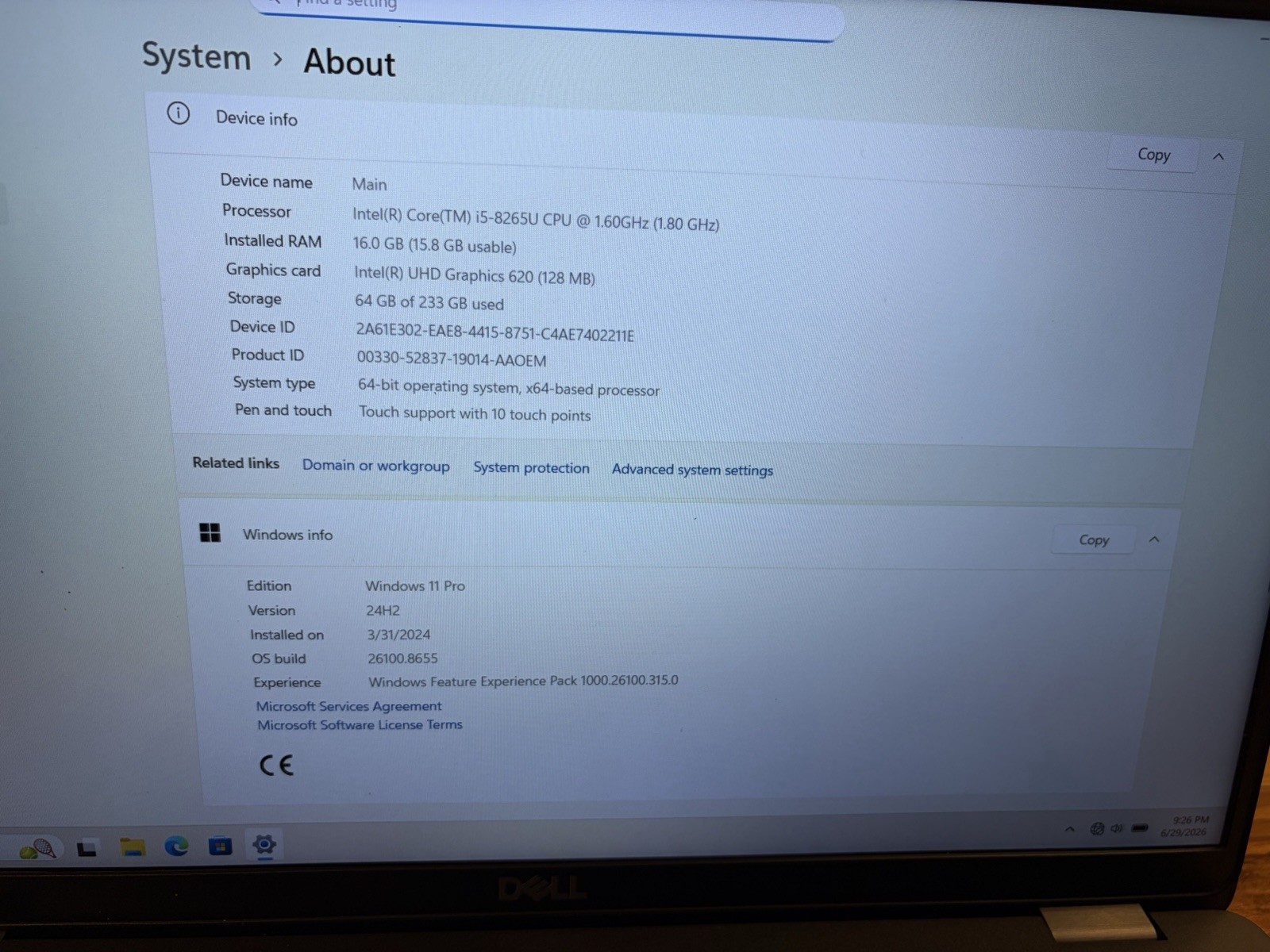Dell Latitude 5500 Laptop Notebook 16GB Ram 250GB SSD Win 11 Pro w/Dell adapter
