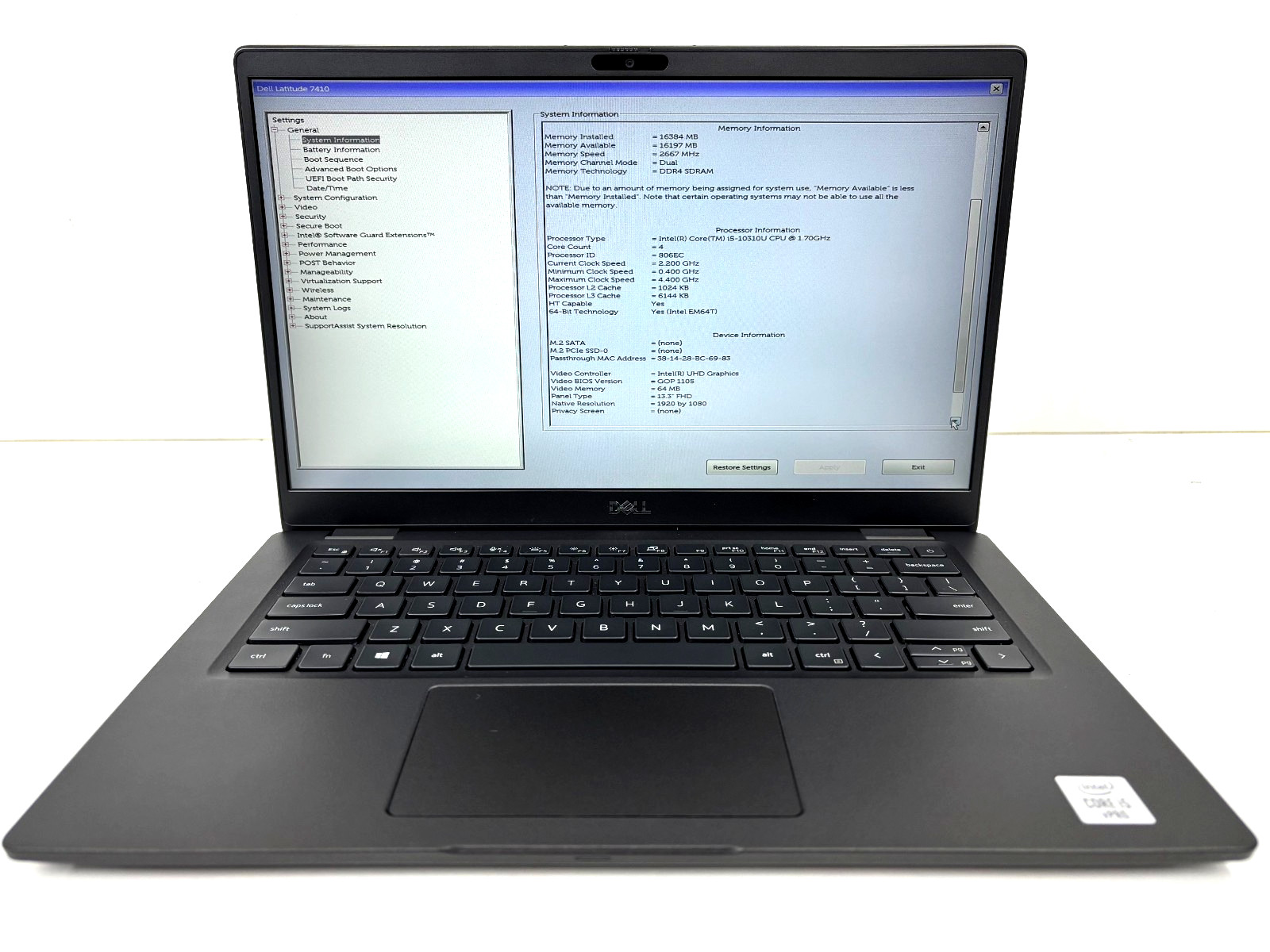 Dell Latitude 7310 i5 10310U 1.7GHz 16GB NO SSD FAIR BATTERY HARD KEYS PARTS