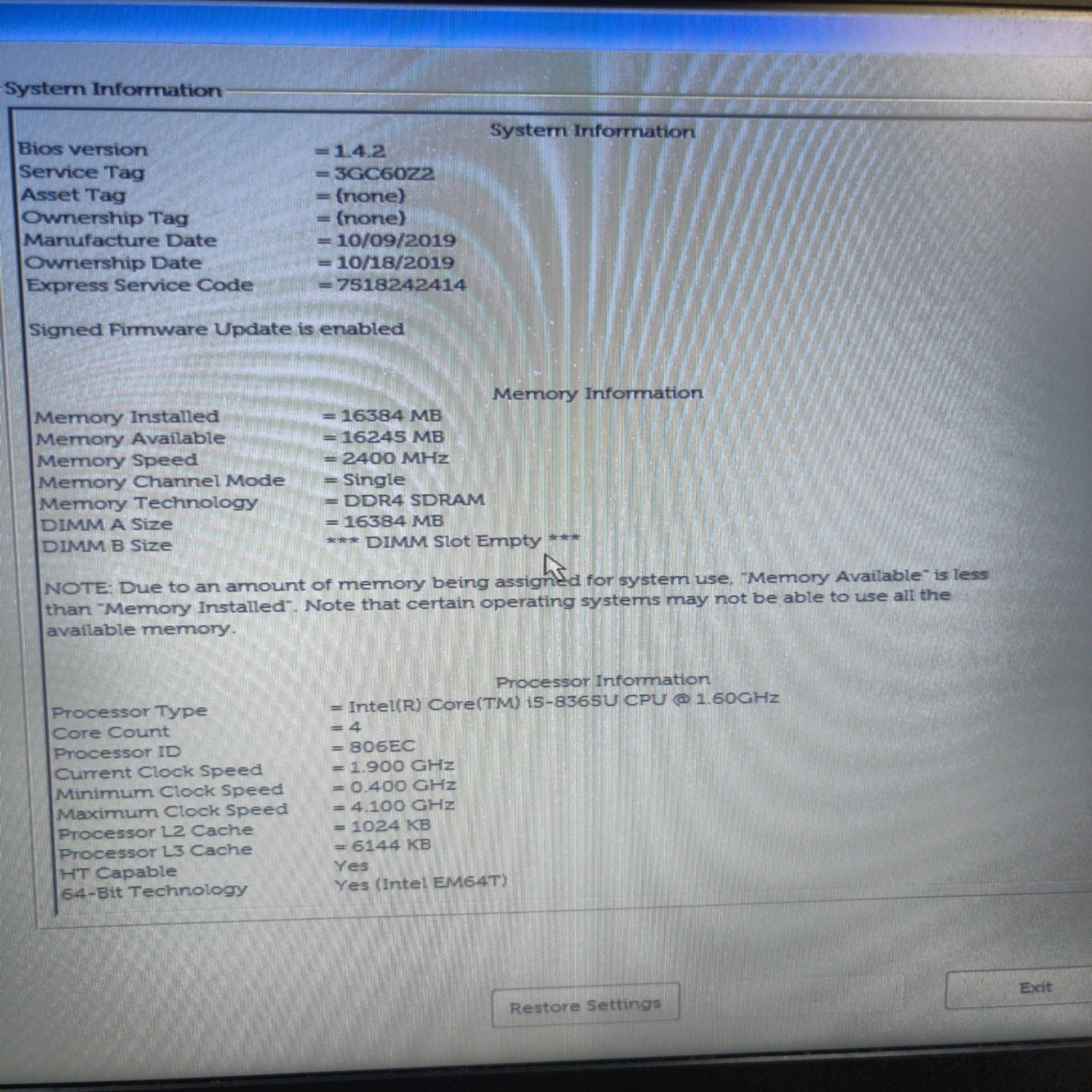 Dell Latitude 5500 15.6″ i5-8365U 1.60GHz 16GB RAM No SSD/OS/AC GOOD CONDITION