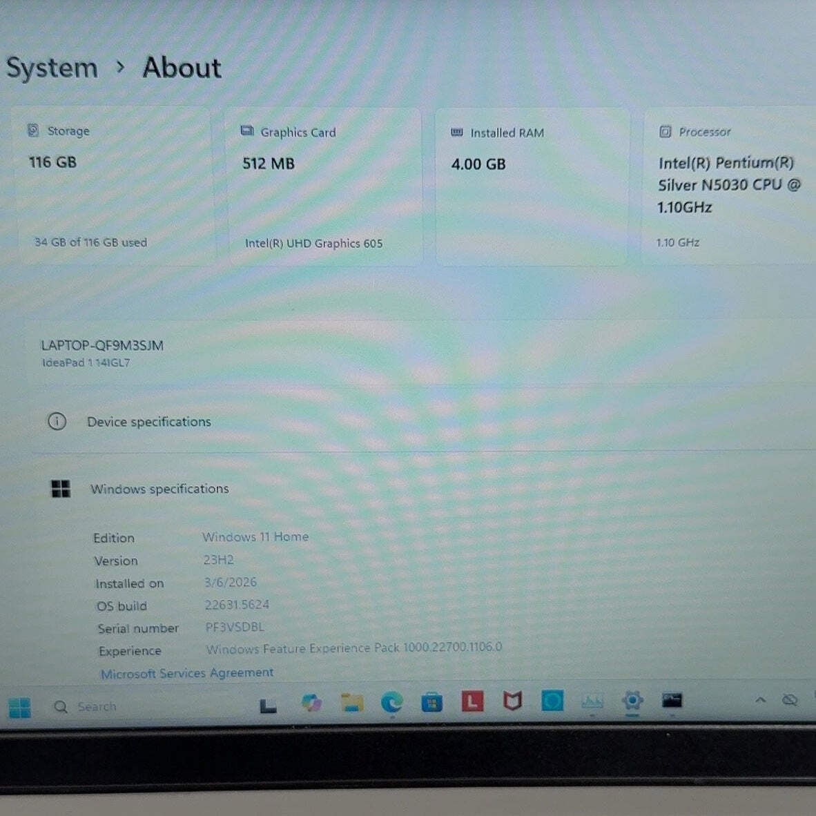 Lenovo IdeaPad 1 14IGL7 14″ Pentium Silver N5030 1.1GHz 4GB RAM 128GB SSD