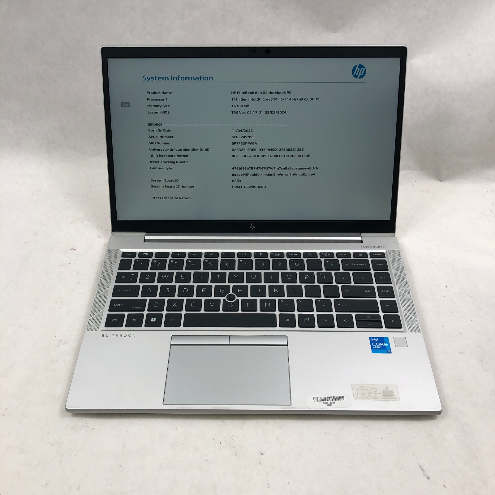 HP EliteBook 840 G8 Laptop Intel Core i5-1145G7 2.60GHz 16GB RAM NO SSD