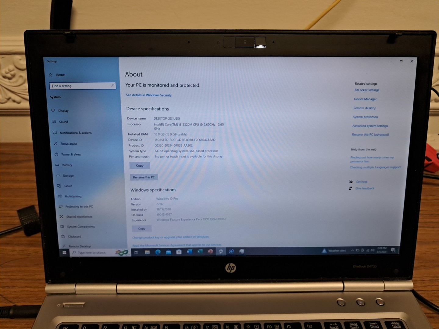 14.1″ HP Elitebook 8470p Laptop Windows 10 Pro Core i5 2.6ghz 16gb 500 GB Hdd
